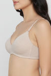 Zivame Bare Melange Padded Non Wired 3/4th Coverage Tshirt Bra - Ash Melange — thumbnail 4